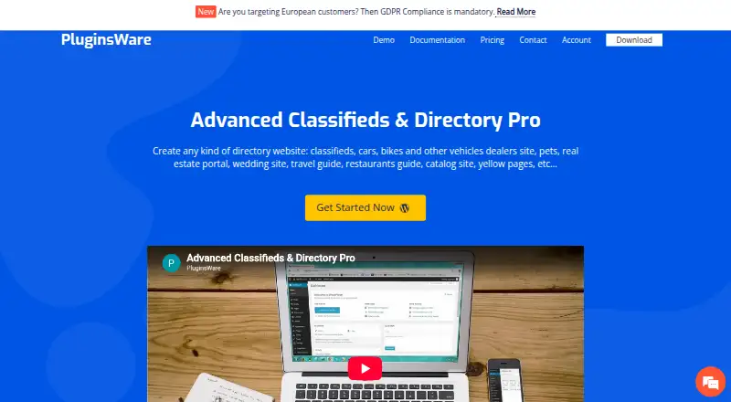 The Advanced Classifieds & Directory Pro homepage