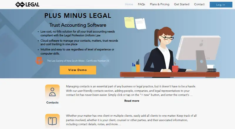 The Plus Minus Legal homepage