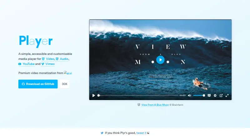 The Plyr homepage