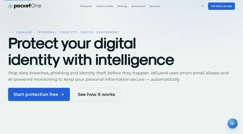 The pocketOne idGuard homepage