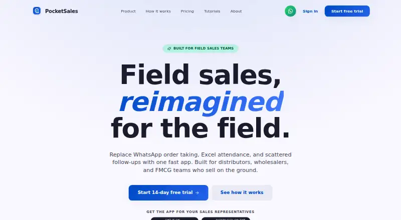 The PocketSales homepage