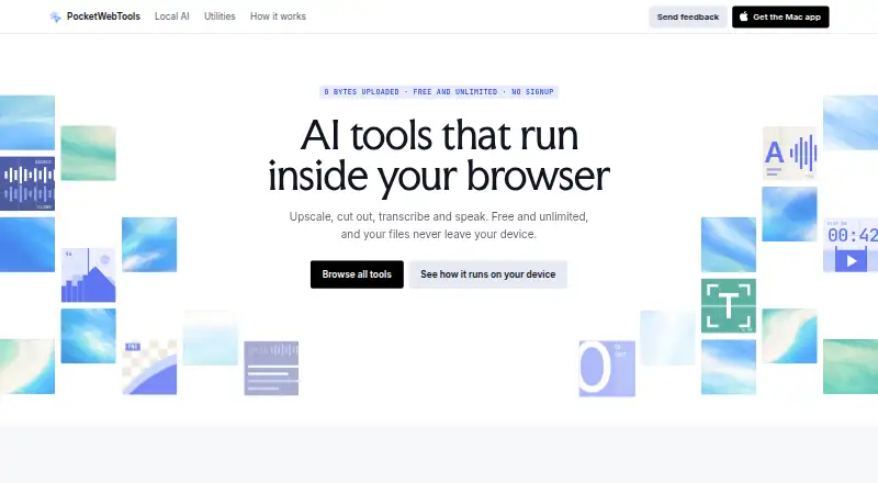 The PocketWebTools Background Remover homepage