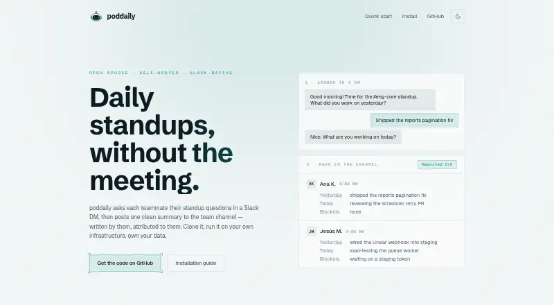 The poddaily homepage
