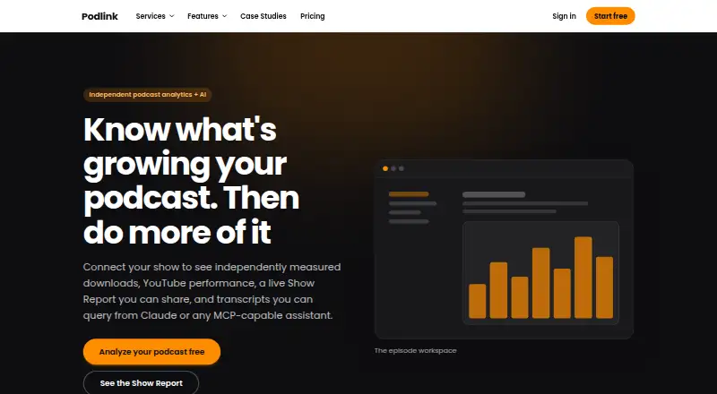The Podlink homepage
