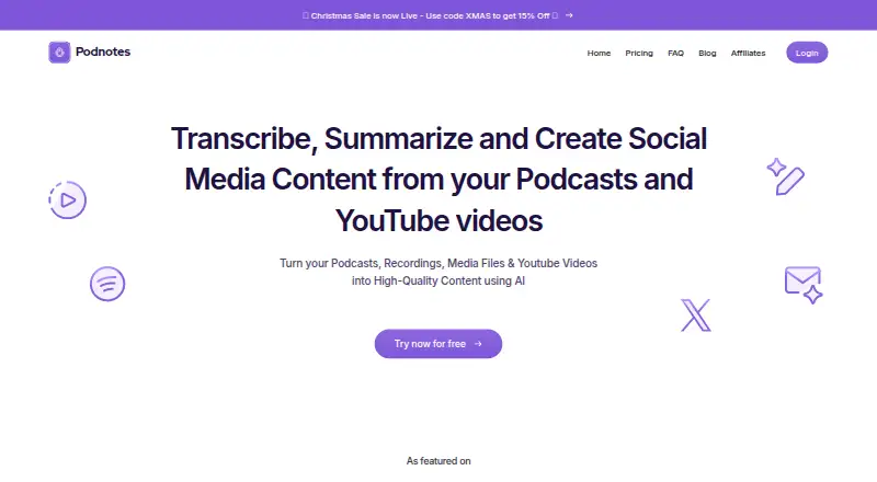 The Podnotes homepage