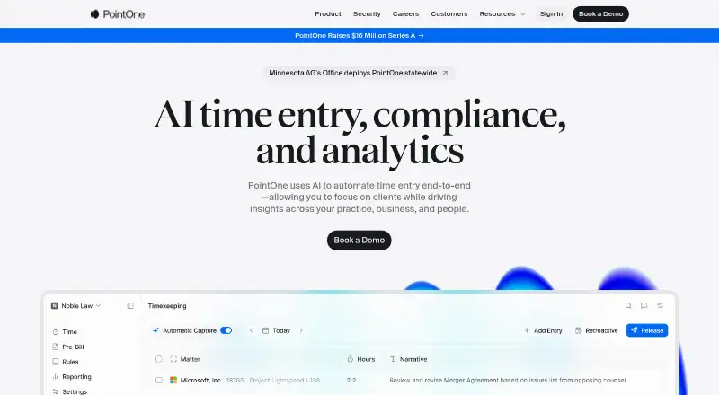 The PointOne homepage