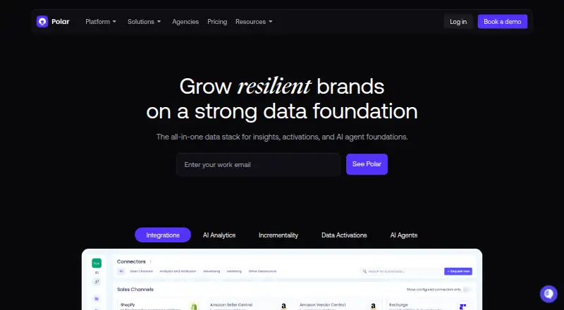 The Polar Analytics homepage