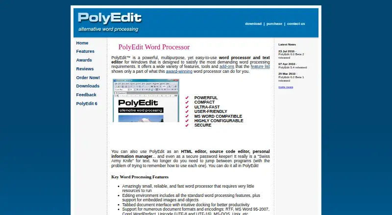 The PolyEdit homepage
