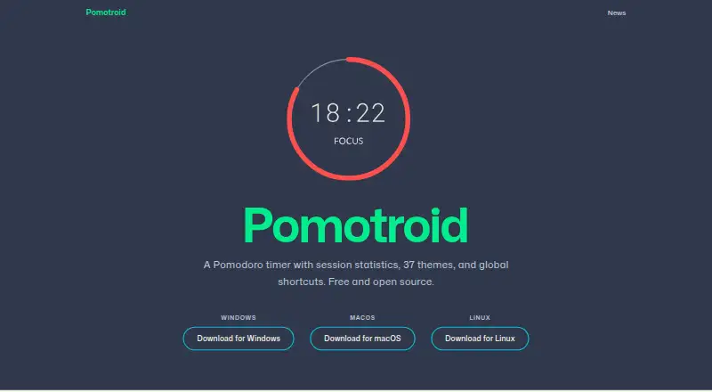 The Pomotroid homepage