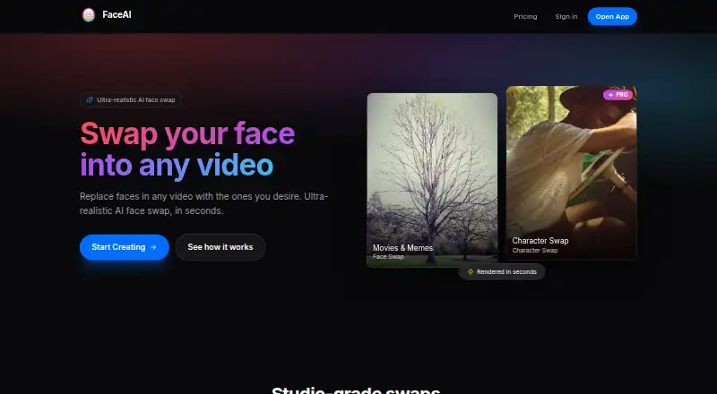 The FaceAI homepage