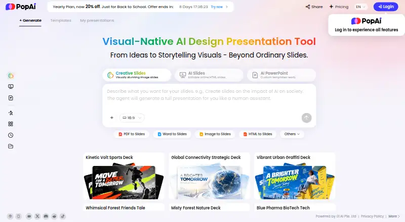 The PopAi homepage