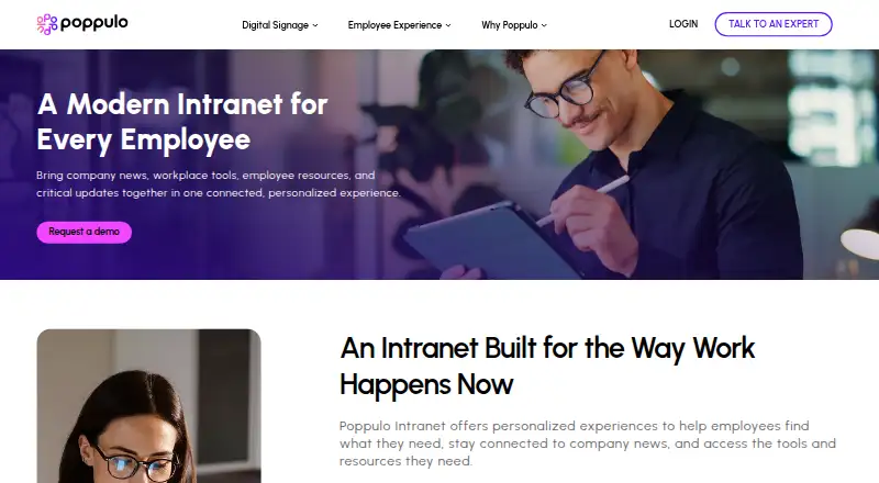 The Poppulo Intranet homepage