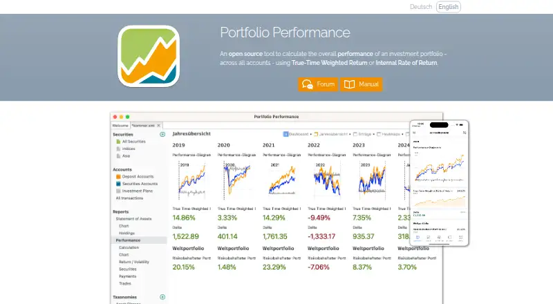 The Portfolio Performance homepage