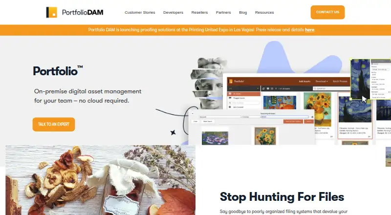 The Extensis Portfolio (Portfolio DAM) homepage