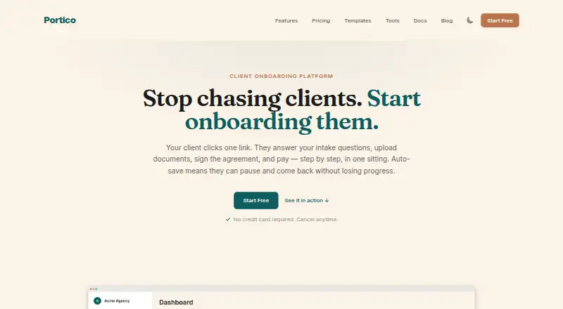 The Portico homepage