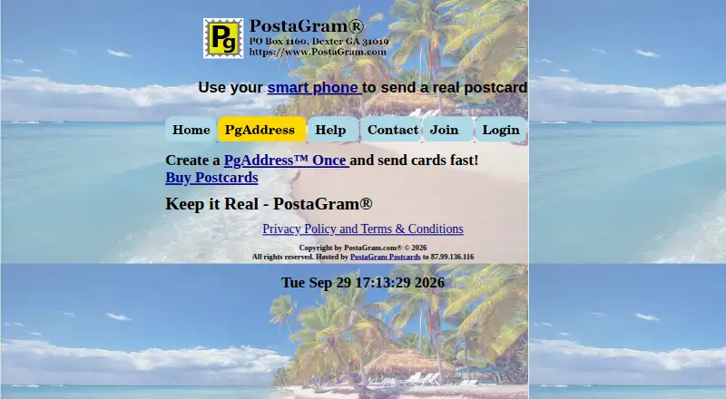 The Postagram homepage