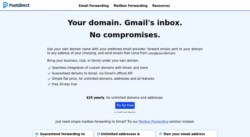The Postdirect homepage