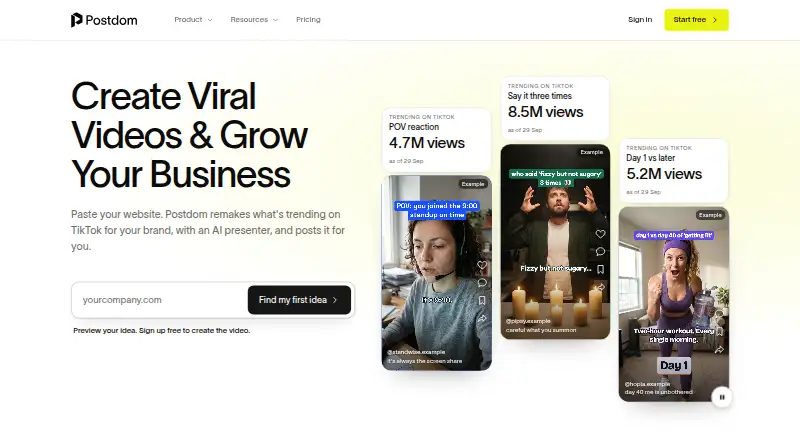 The Postdom homepage