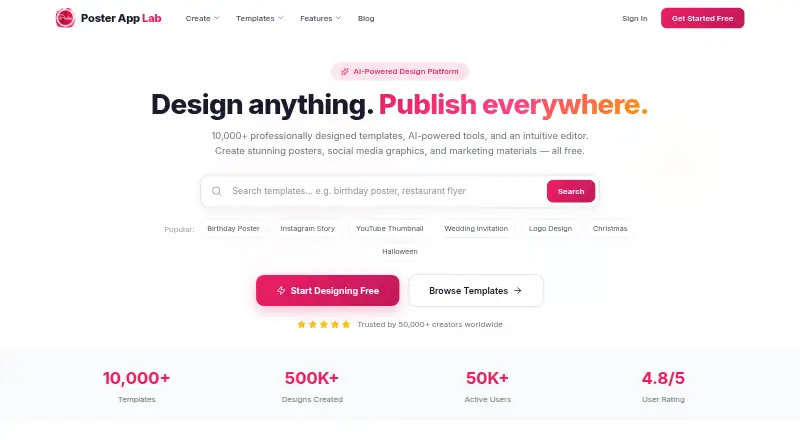 The Poster App Lab homepage