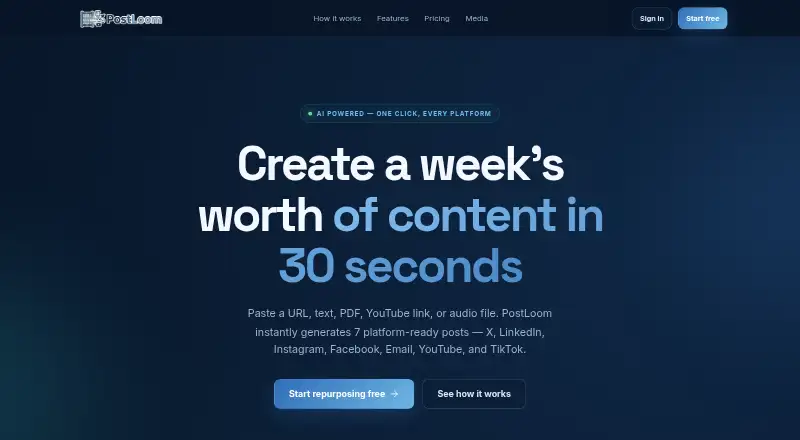 The PostLoom homepage