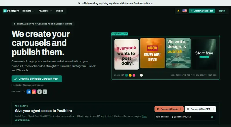 The PostNitro homepage