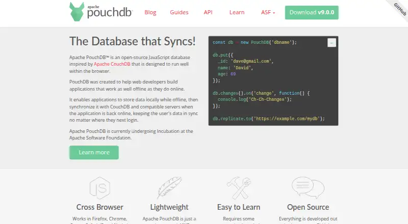 The PouchDB homepage