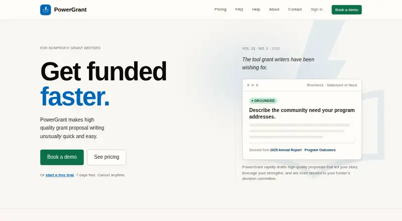The PowerGrant homepage