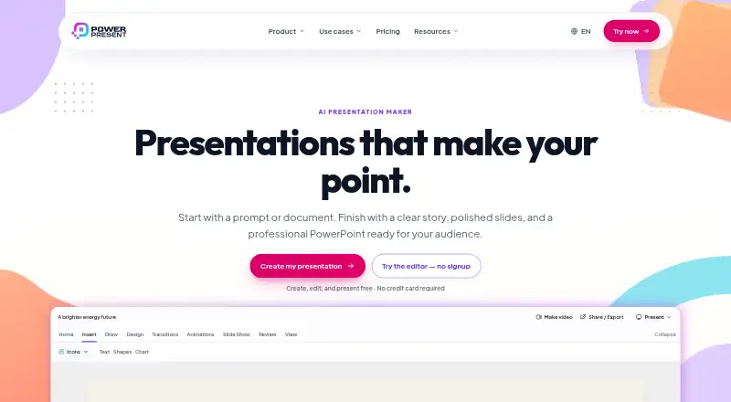 The PowerPresent homepage