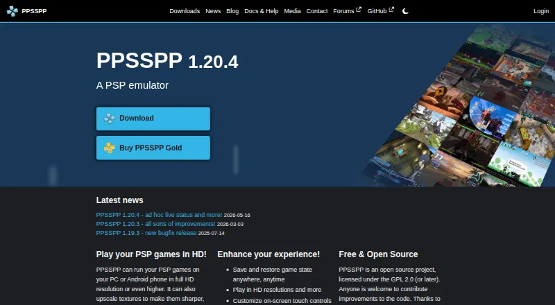 The PPSSPP homepage