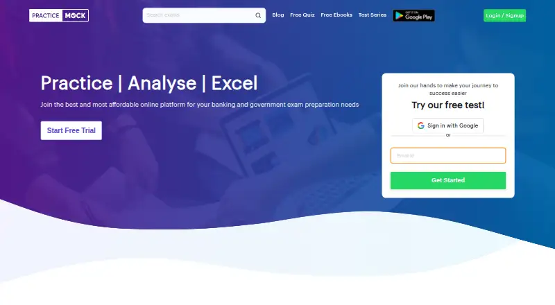 The PracticeMock homepage