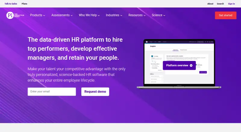 The PI Perform homepage