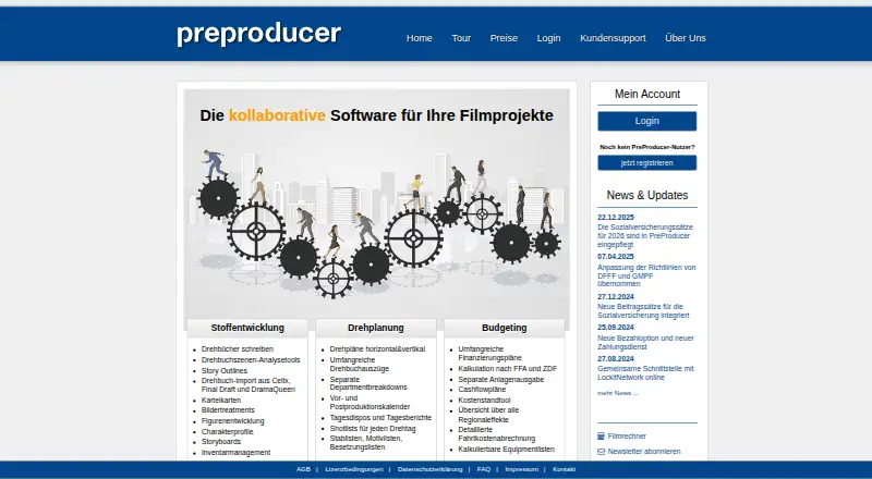 The PreProducer homepage