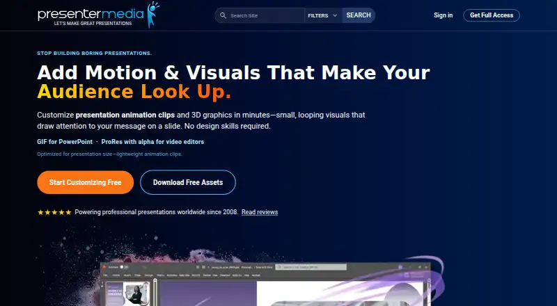 The PresenterMedia homepage