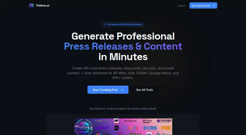 The Trelexa.ai homepage