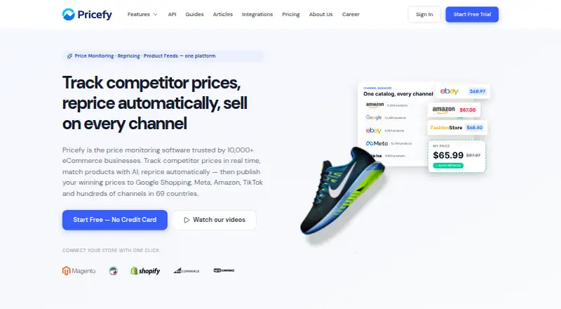 The Pricefy homepage