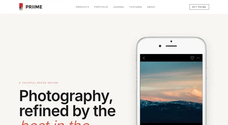 The Priime homepage