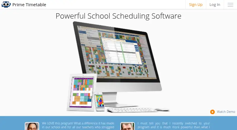 The Prime Timetable homepage