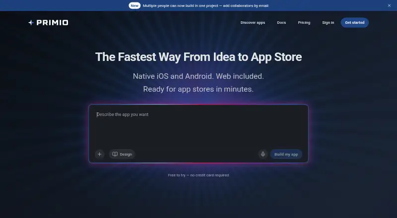 The Primio homepage