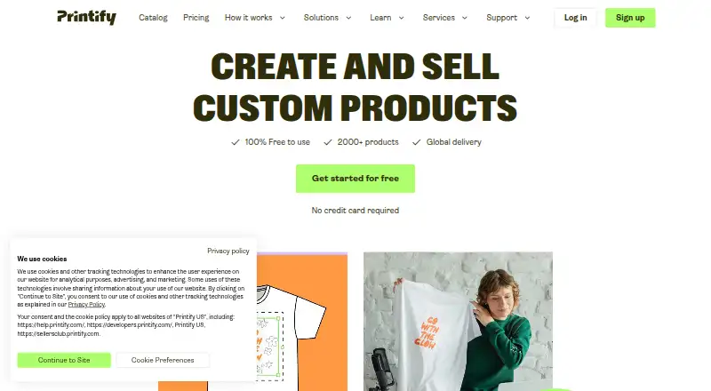 The Printify homepage
