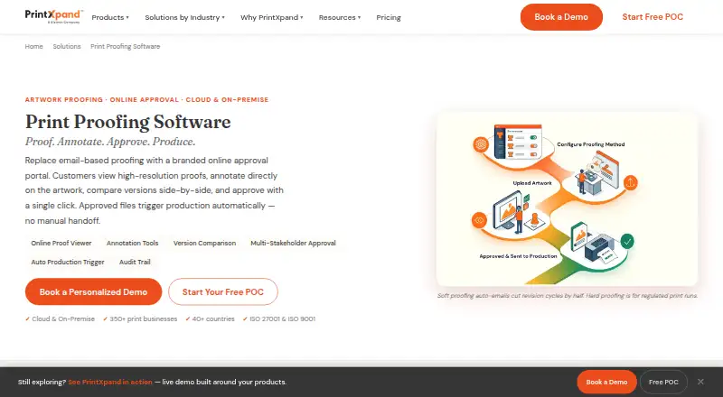 The PrintXpand Print Proofing homepage