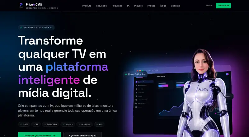 The PrIscA CMS homepage