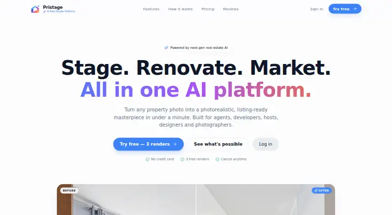The Pristage homepage