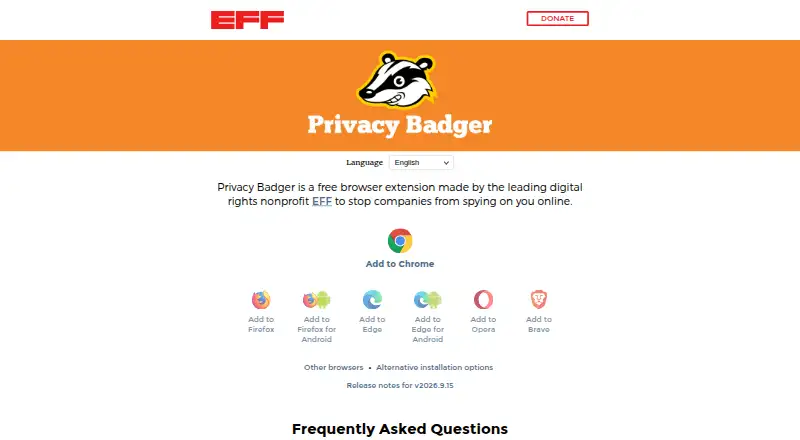The Privacy Badger homepage