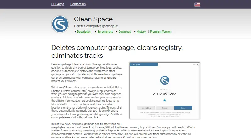 The Clean Space homepage