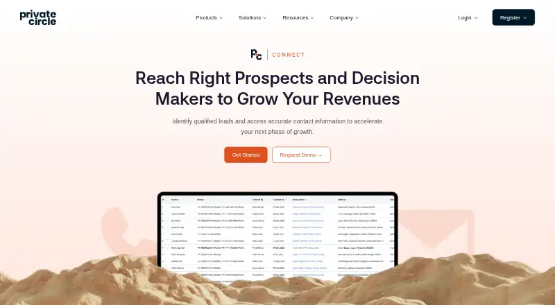 The PrivateCircle Connect homepage