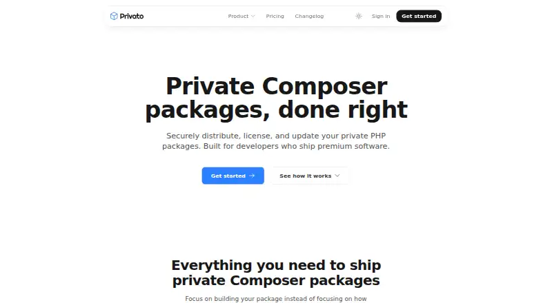 The Privato homepage