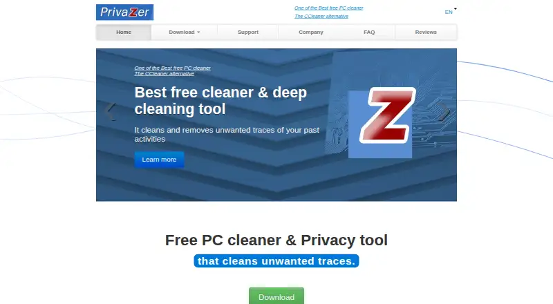 The PrivaZer homepage