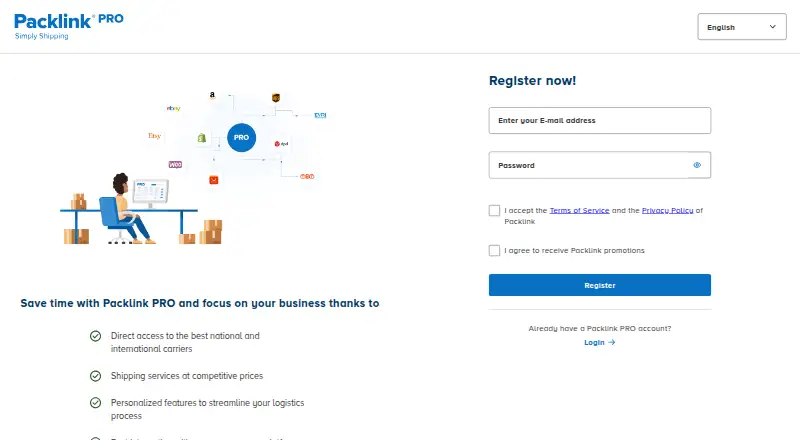 The Packlink PRO homepage