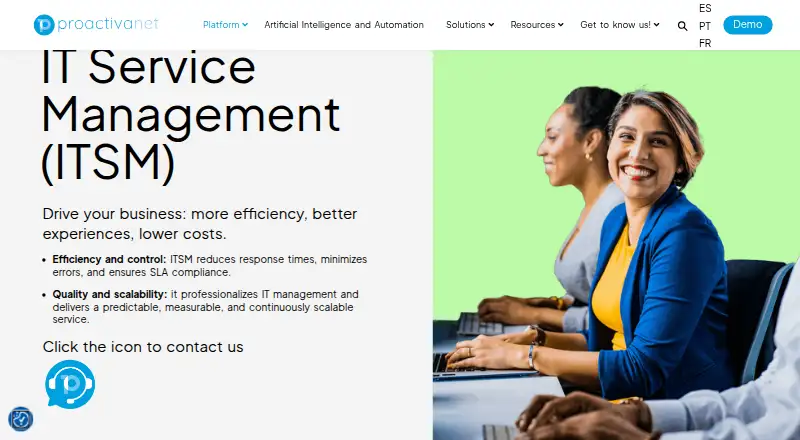The Proactivanet ITSM homepage