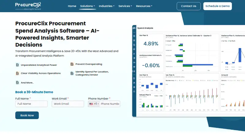 The ProcureClix Spend Analysis homepage